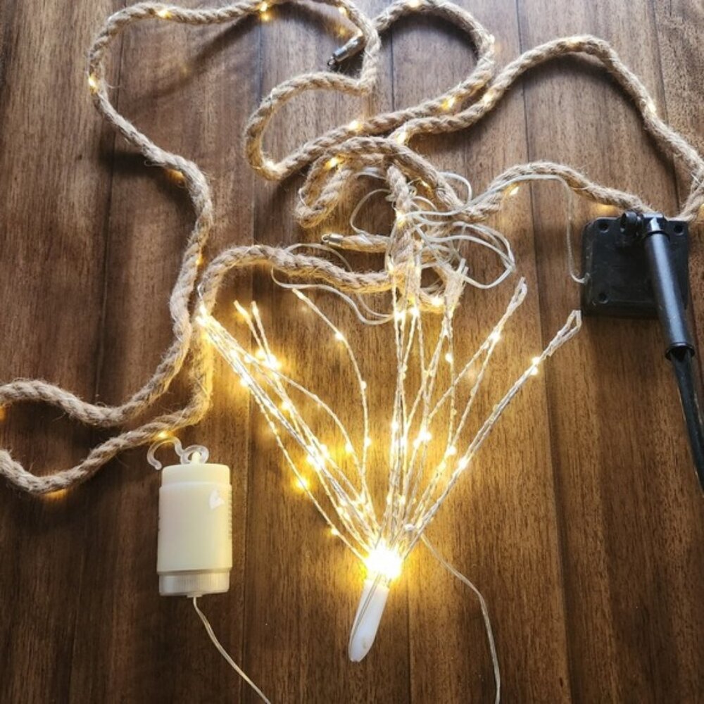 Solar Powered Rope‎ Lights Outdoor Garden Patio String Lights and hanging star